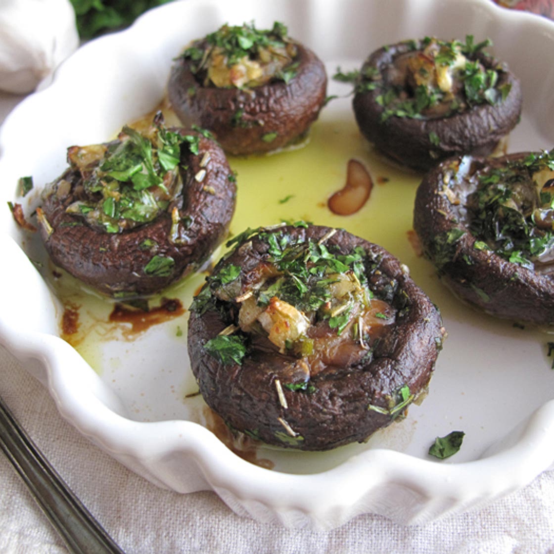 AIP / Garlic and Herb Stuffed Mushrooms - French Paleo Appetizer Recipe
