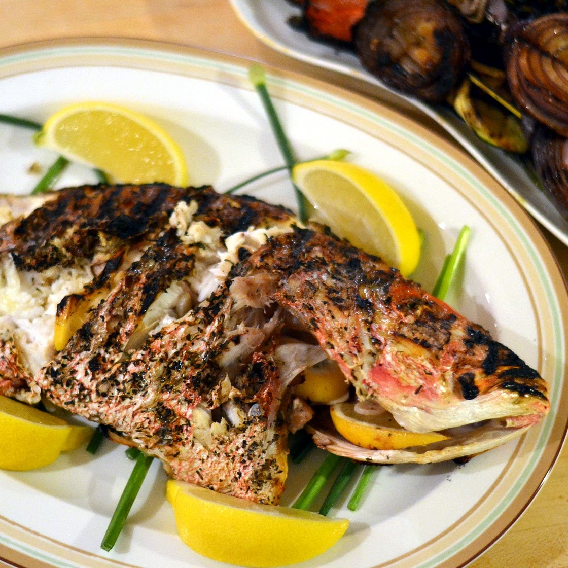 Grilled Whole Red Snapper with Lemon, Garlic, and Herbs de Provence