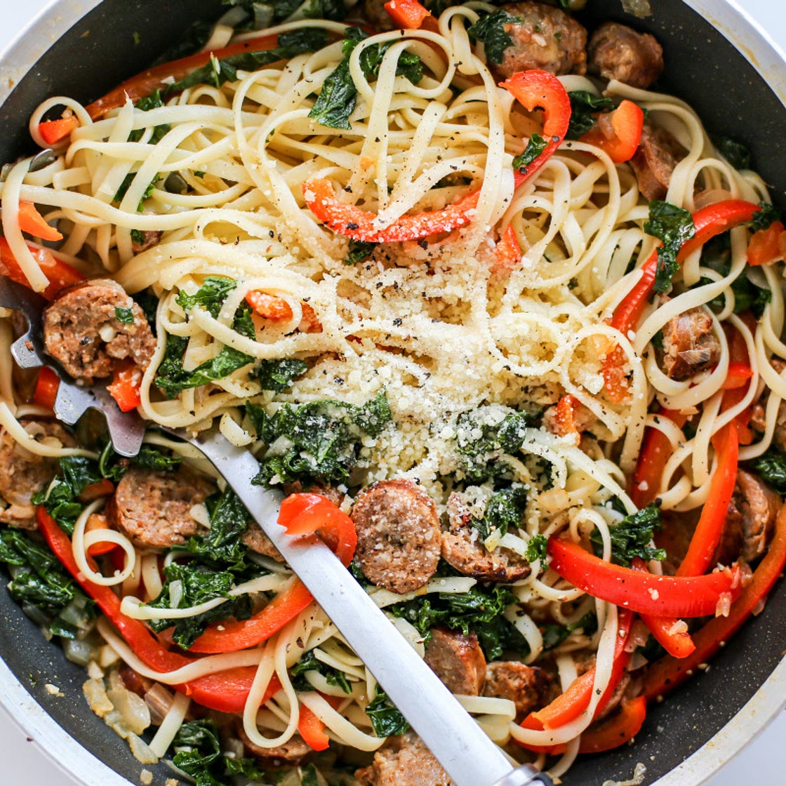 Linguine with Sausage and Kale