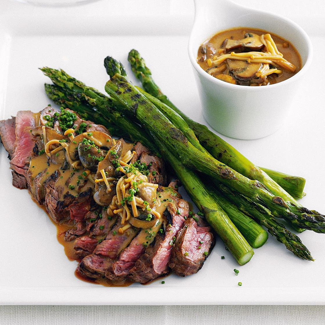 Steak with mushroom miso sauce