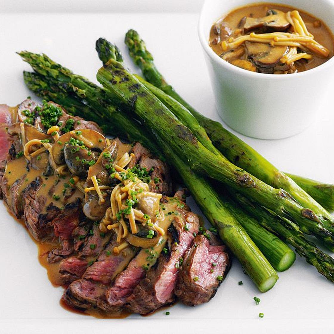 Steak with mushroom miso sauce