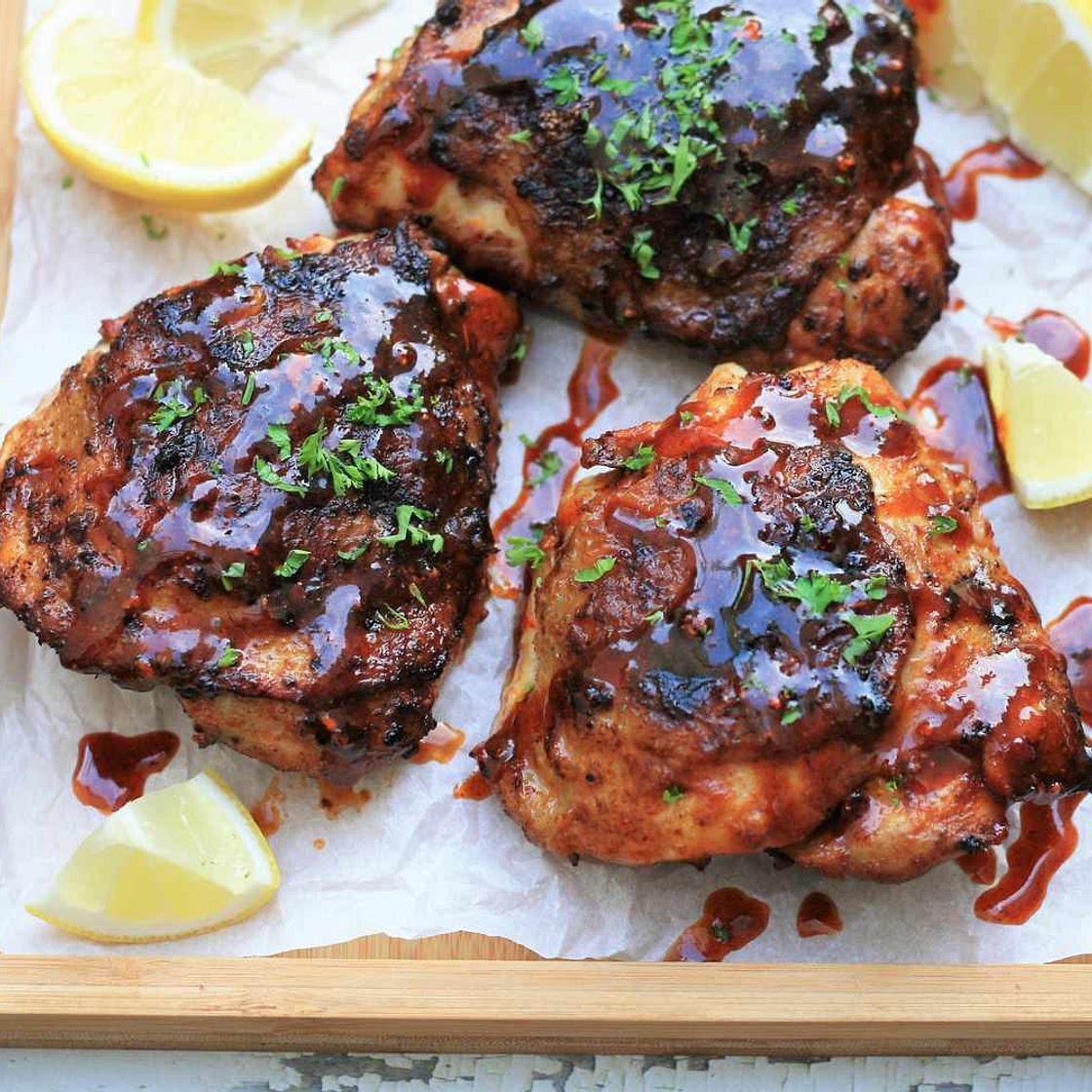 Harissa Honey Chicken Thighs