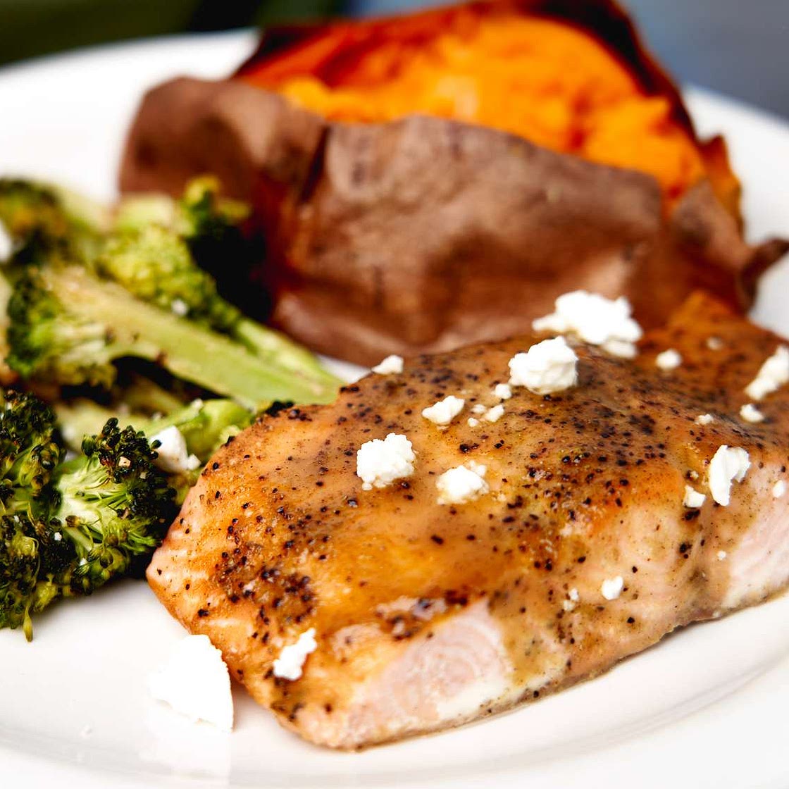Easy Sheet Pan Roasted Greek Salmon and Broccoli