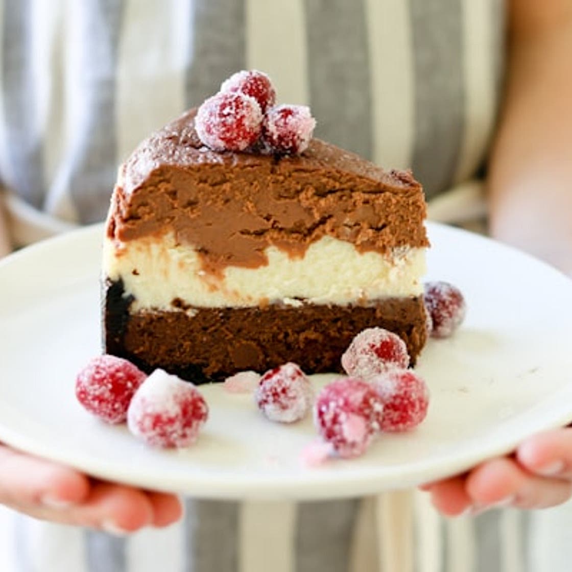 Pressure Cooker Triple Chocolate Layered Cheesecake