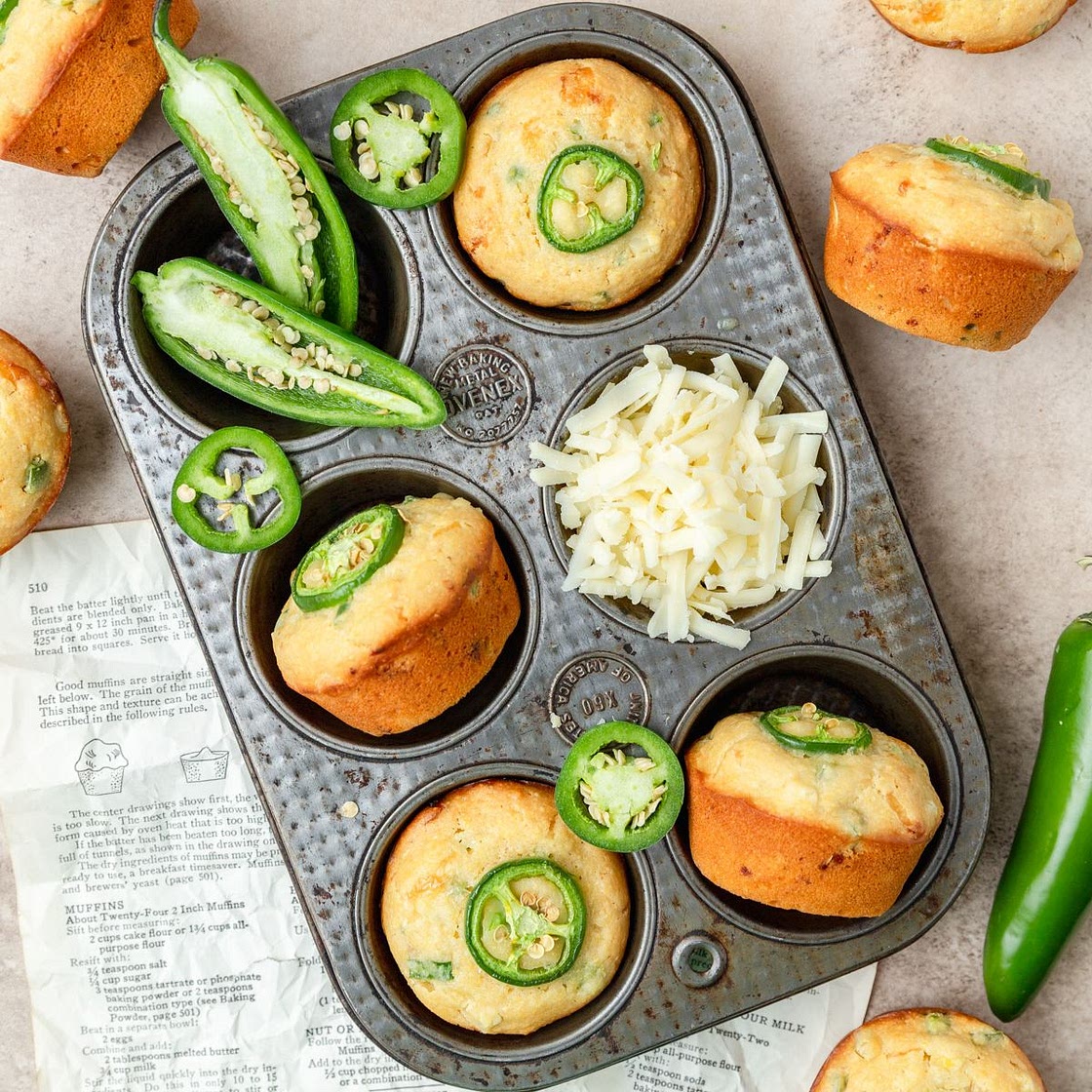 Jalapeno Cheddar Cornbread Muffins