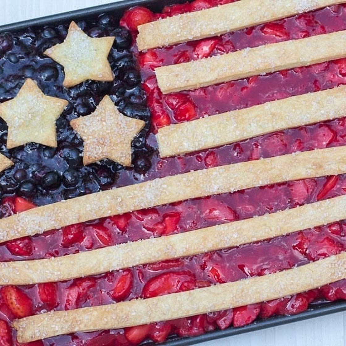 Fourth of July Flag Slab Pie