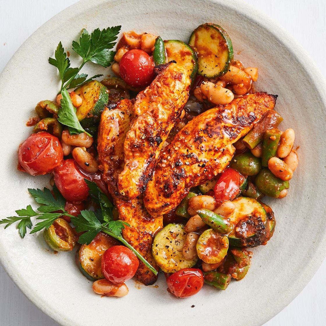 Healthy Spanish chicken and beans recipe