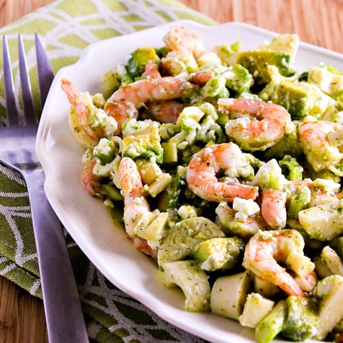 Lemony Shrimp Salad with Avocado, Heart of Palm, and Feta