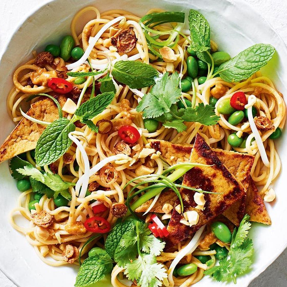 Speedy satay noodles with tofu