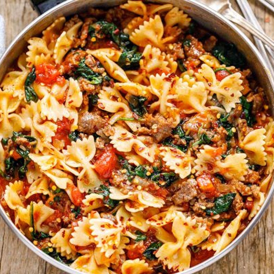 Tomato Spinach Sausage Pasta Recipe