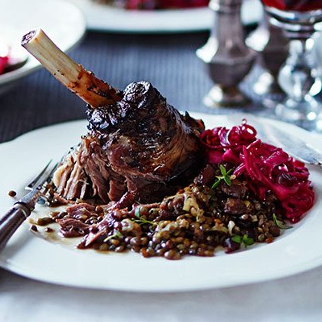 Salt-baked lamb shanks
