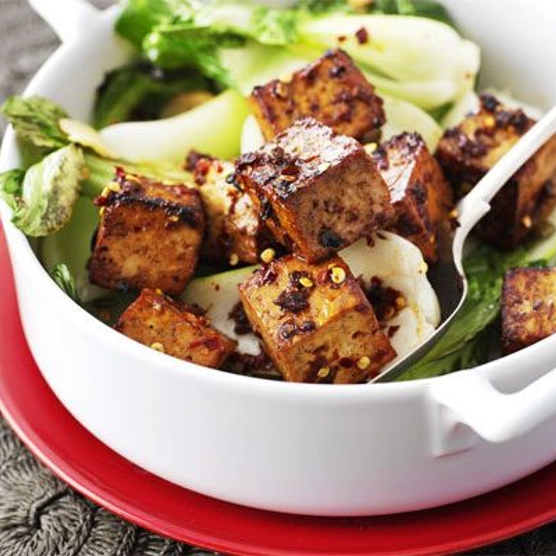 Ginger sweet tofu with pak choi