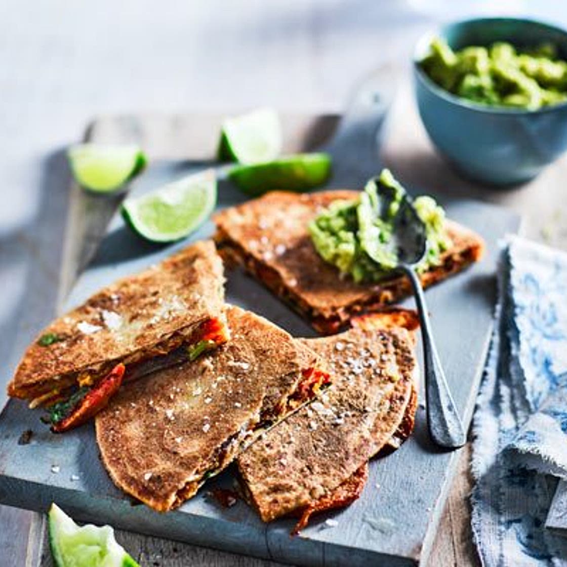Sweet potato, peanut butter & chilli quesadillas