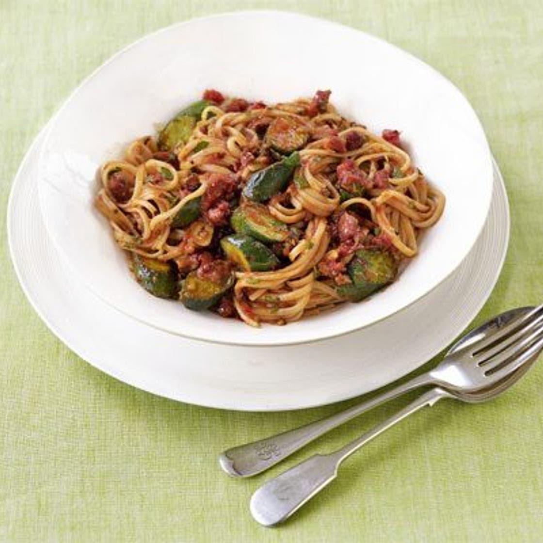 Courgette & tomato linguine