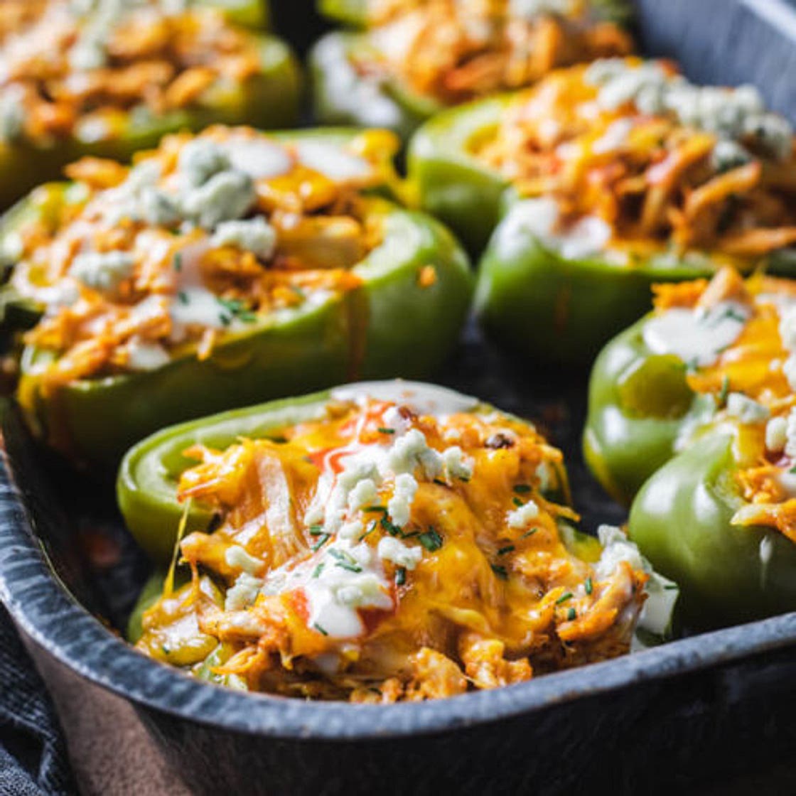Buffalo Chicken Stuffed Peppers (Keto)