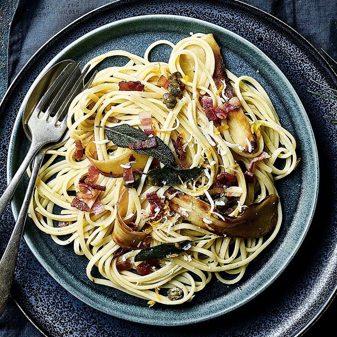 Sage, bacon & parsnip linguine