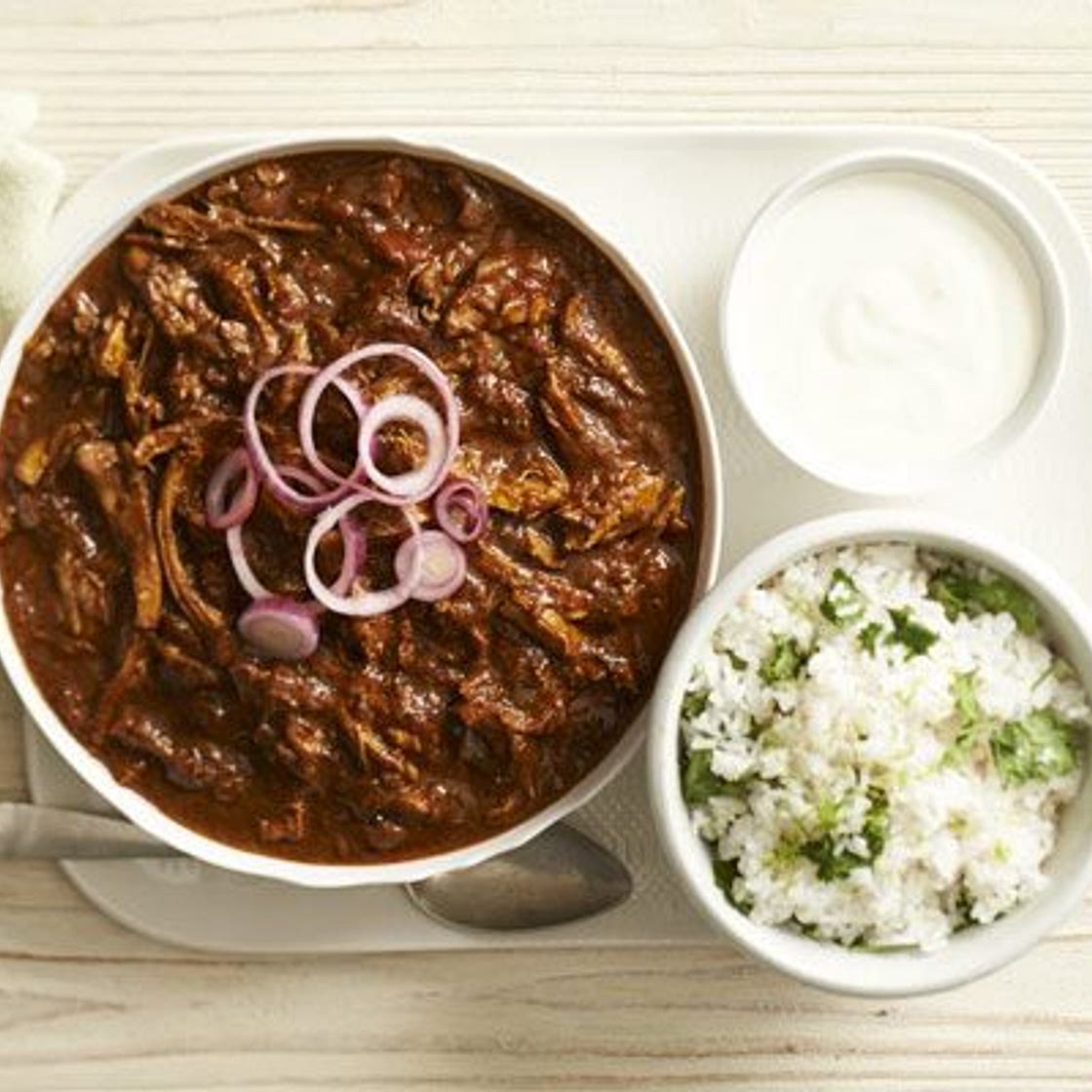 Chicken mole with coriander rice