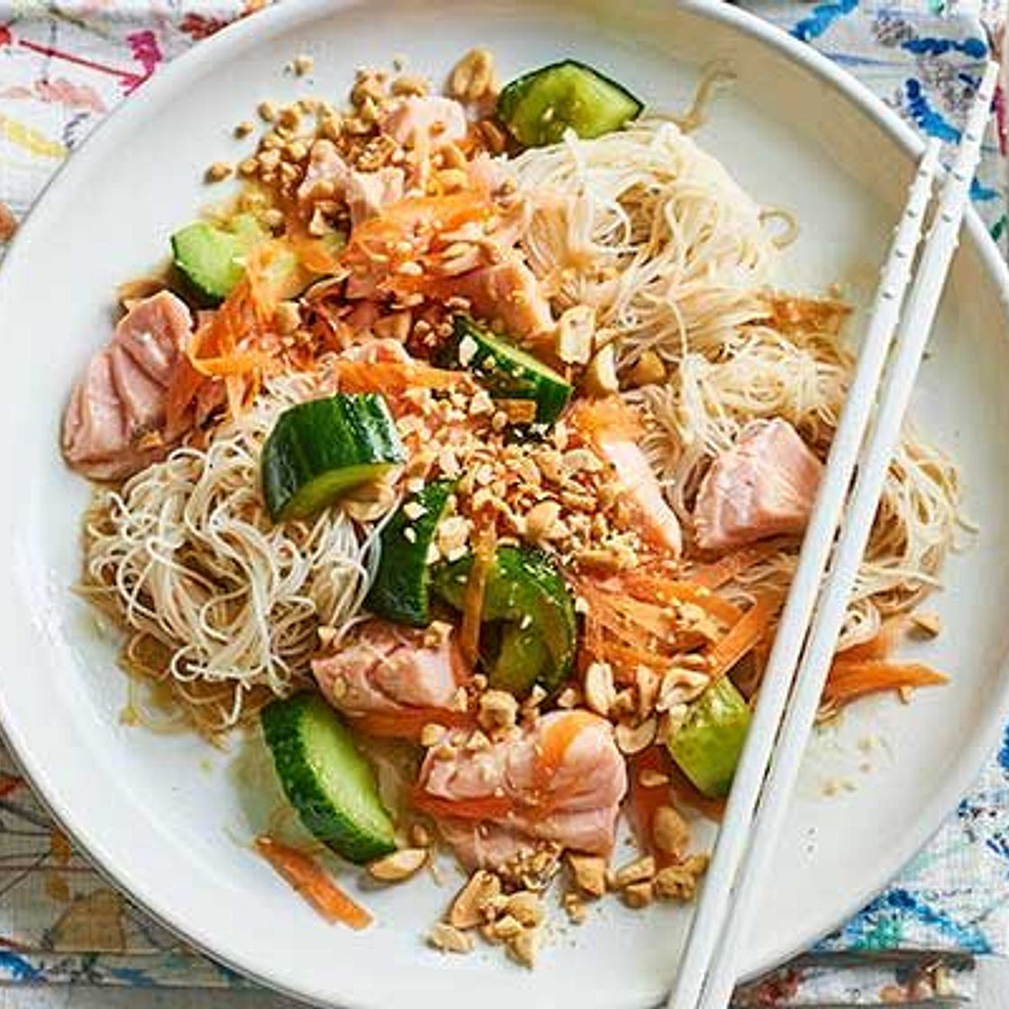 Salmon & smacked cucumber noodles