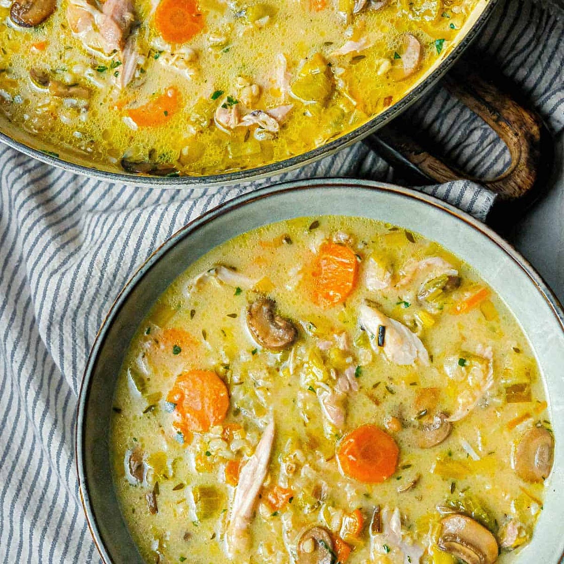 Chicken and Leek Soup with Wild Rice