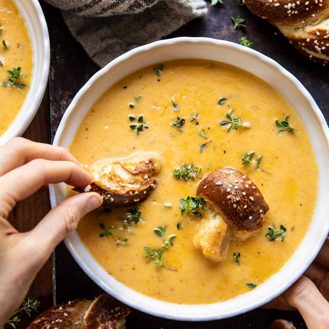 Brie and Cheddar Apple Beer Soup