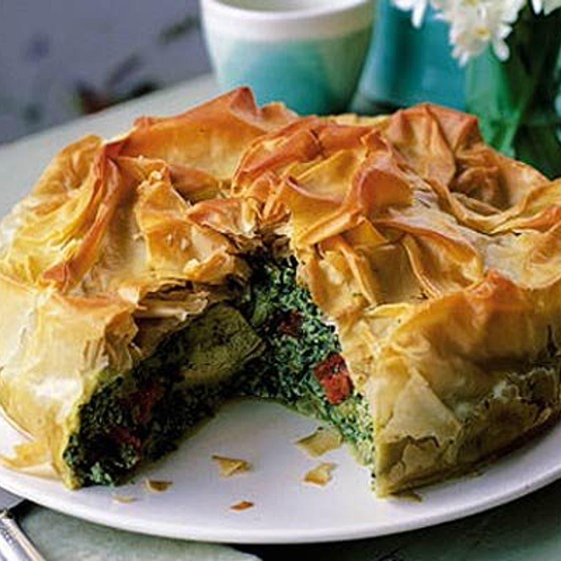 Spinach & artichoke filo pie