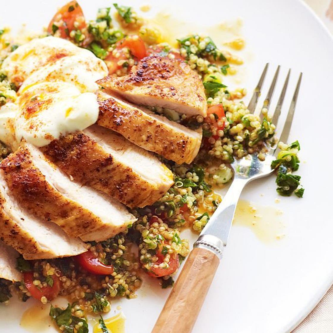 Paprika chicken with quinoa tabbouleh