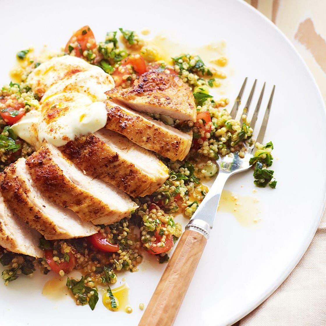 Paprika chicken with quinoa tabbouleh