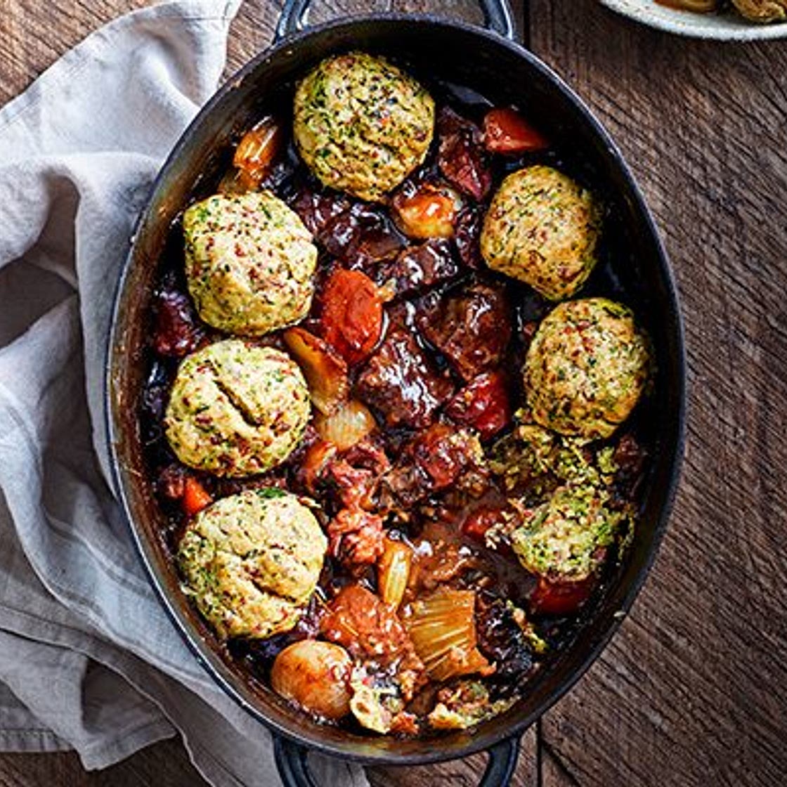 Beef & Guinness stew with bacon dumplings