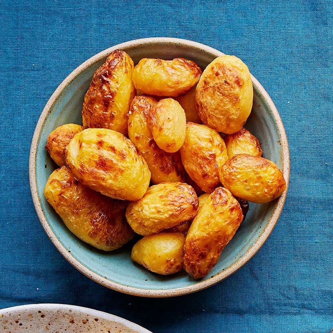 Air-fryer roasted canned potatoes