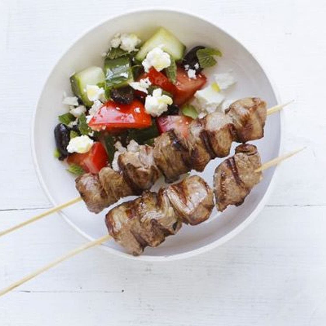 Lamb kebabs & Greek salad