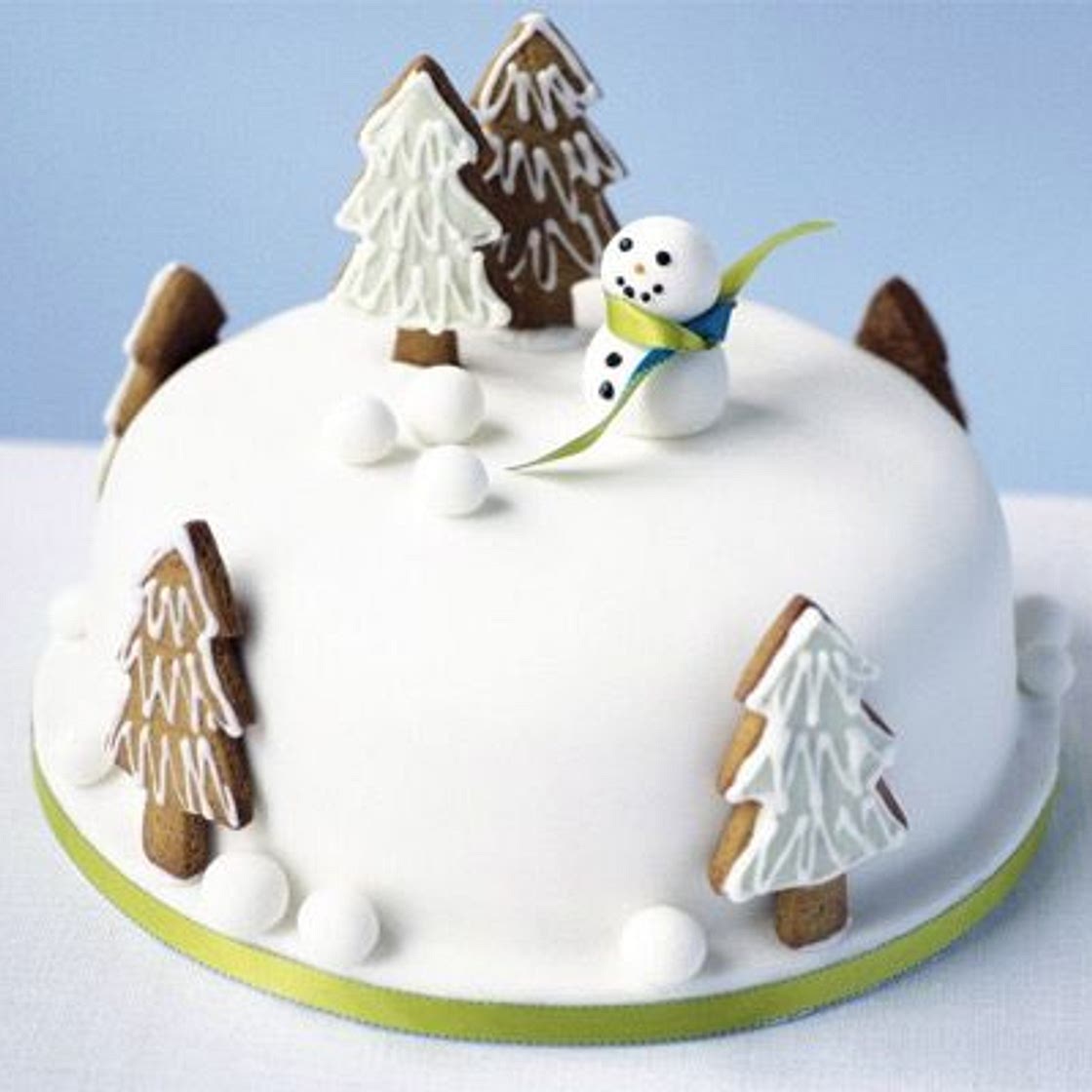 Snowman in the garden cake