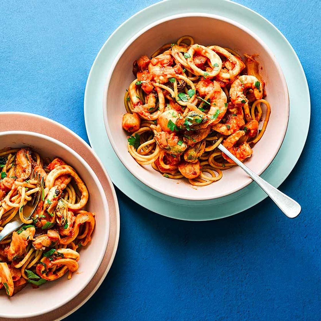 Healthy seafood pasta recipe