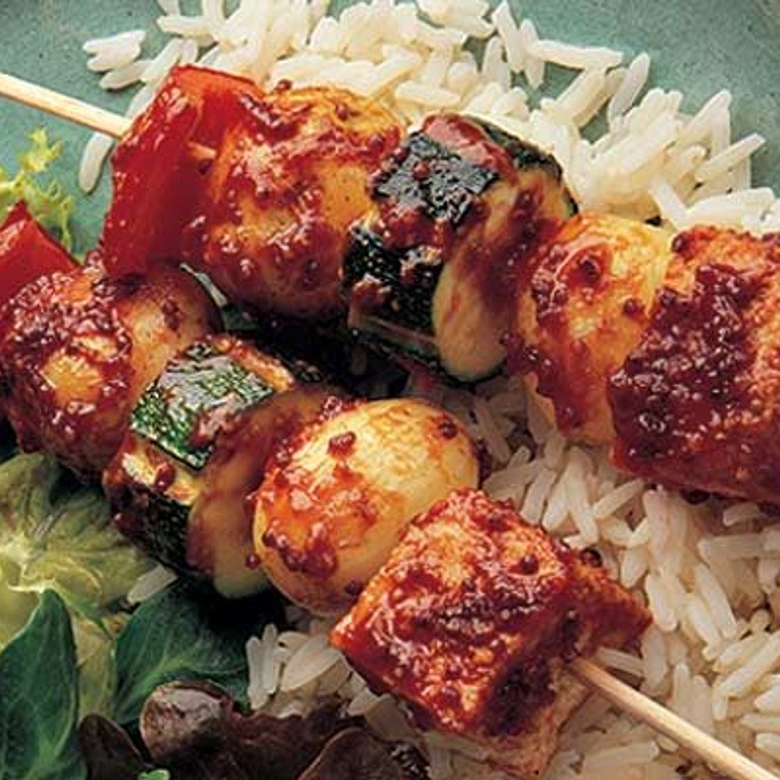 Devilled tofu kebabs