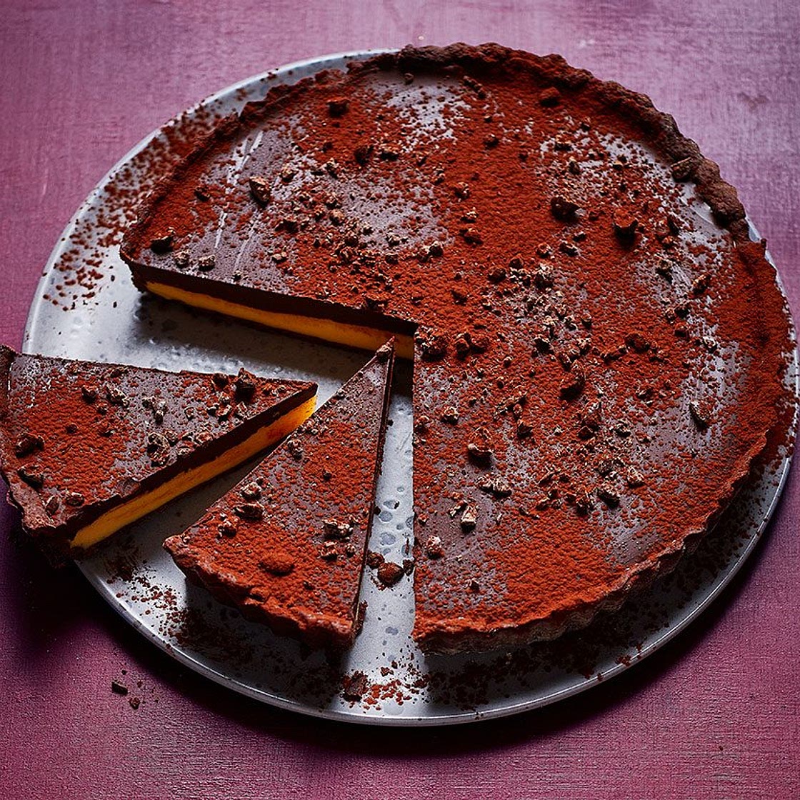 Dark chocolate & passion fruit tart