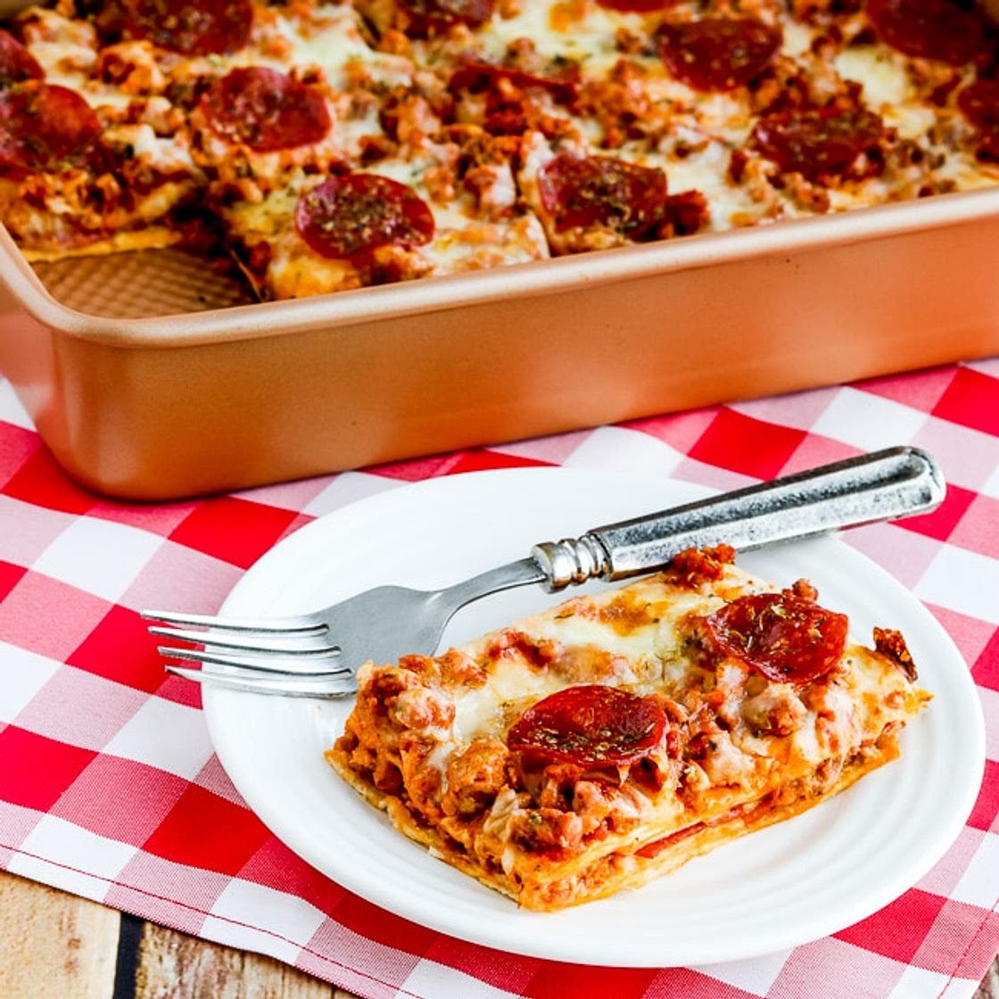Sausage and Pepperoni Layered Pizza Bake (Low-Carb or Keto)