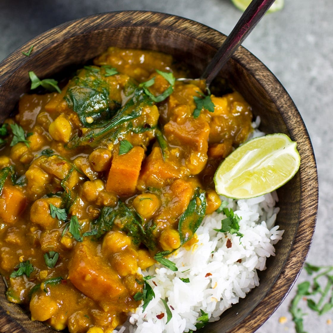 Sweet Potato, Chickpea and Spinach Coconut Curry