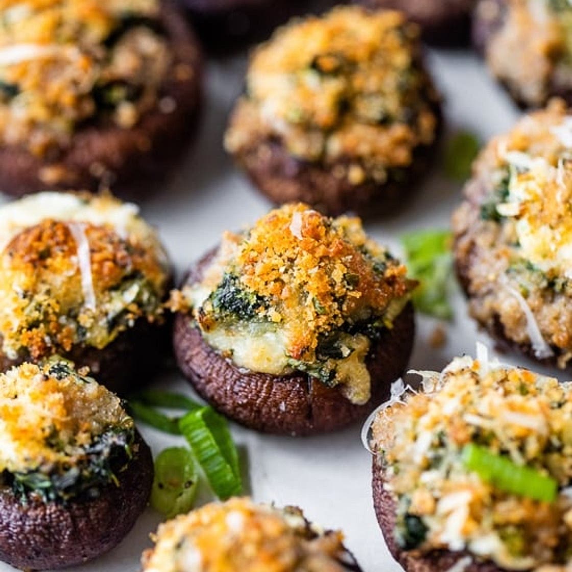 Spinach Dip Stuffed Mushrooms