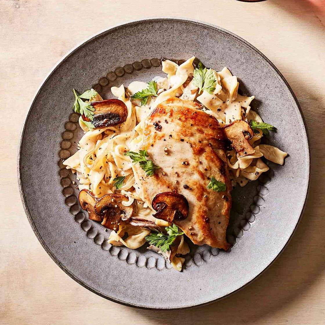 Creamy Chicken and Mushrooms With Egg Noodles