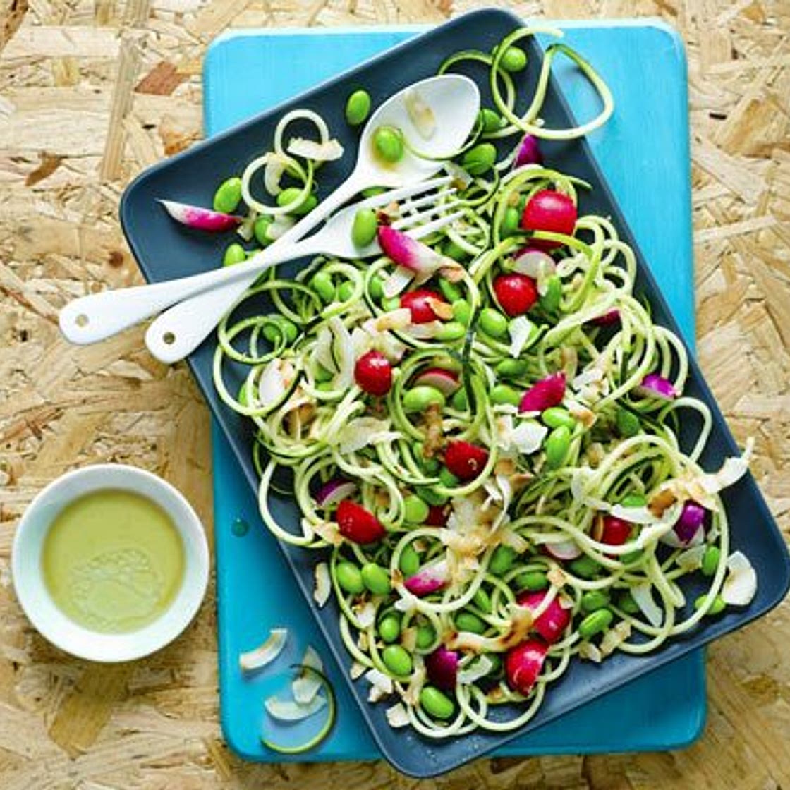 Lime, sesame & coconut courgette carpaccio