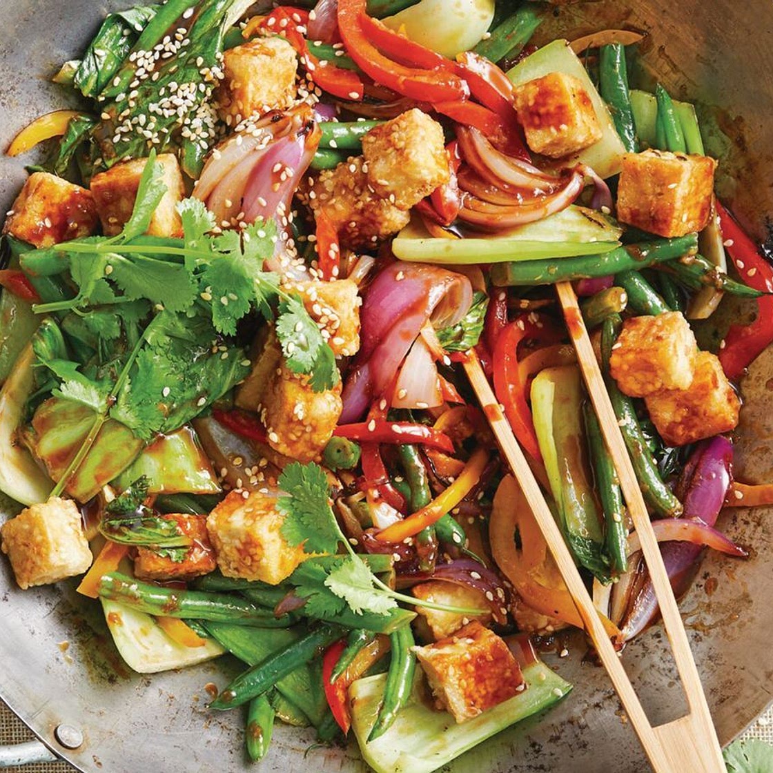 Healthy sesame tofu and vegetable stir fry recipe