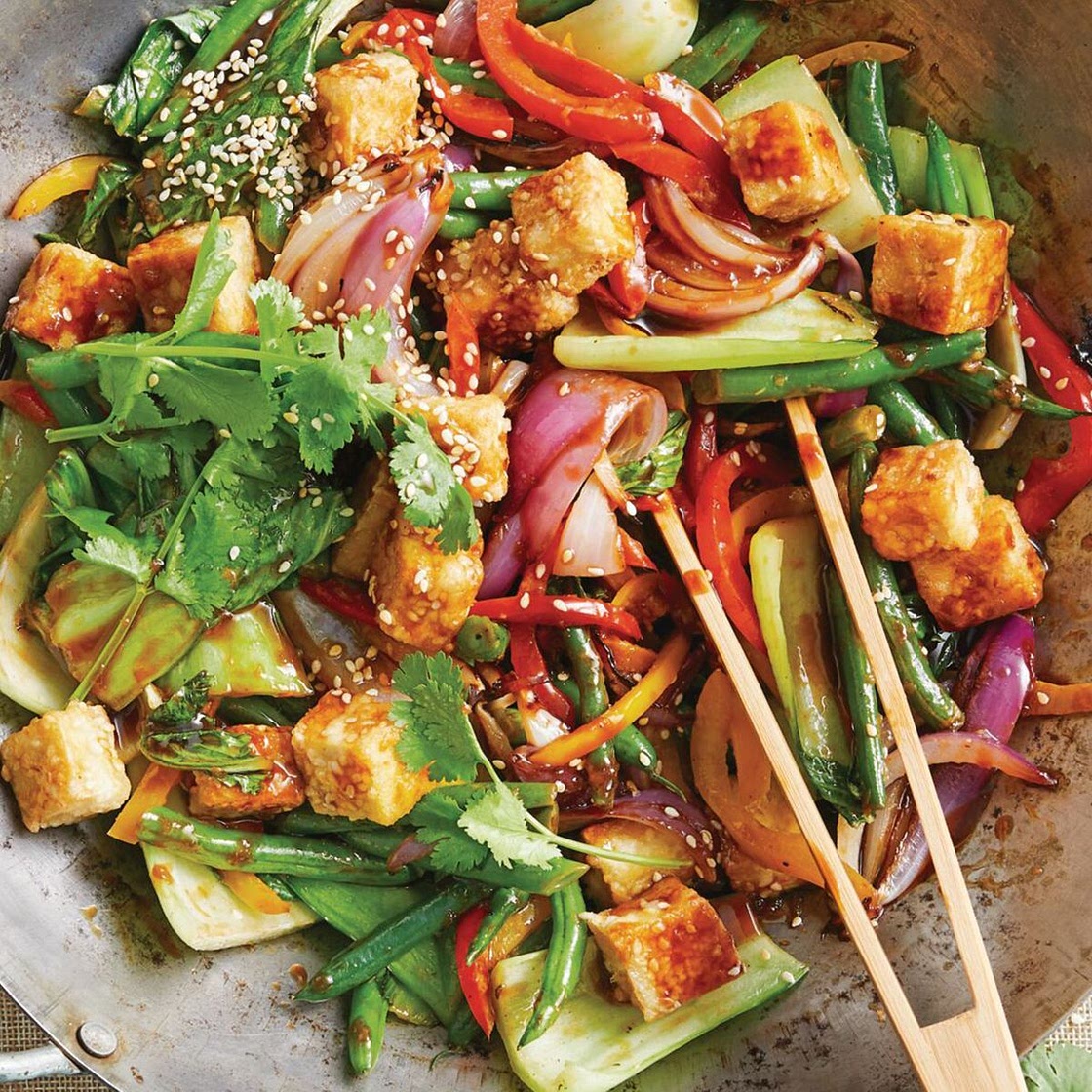 Healthy sesame tofu and vegetable stir fry recipe