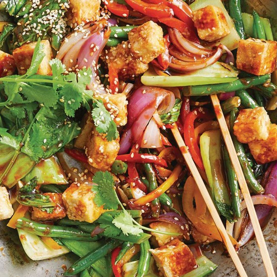 Healthy sesame tofu and vegetable stir fry recipe