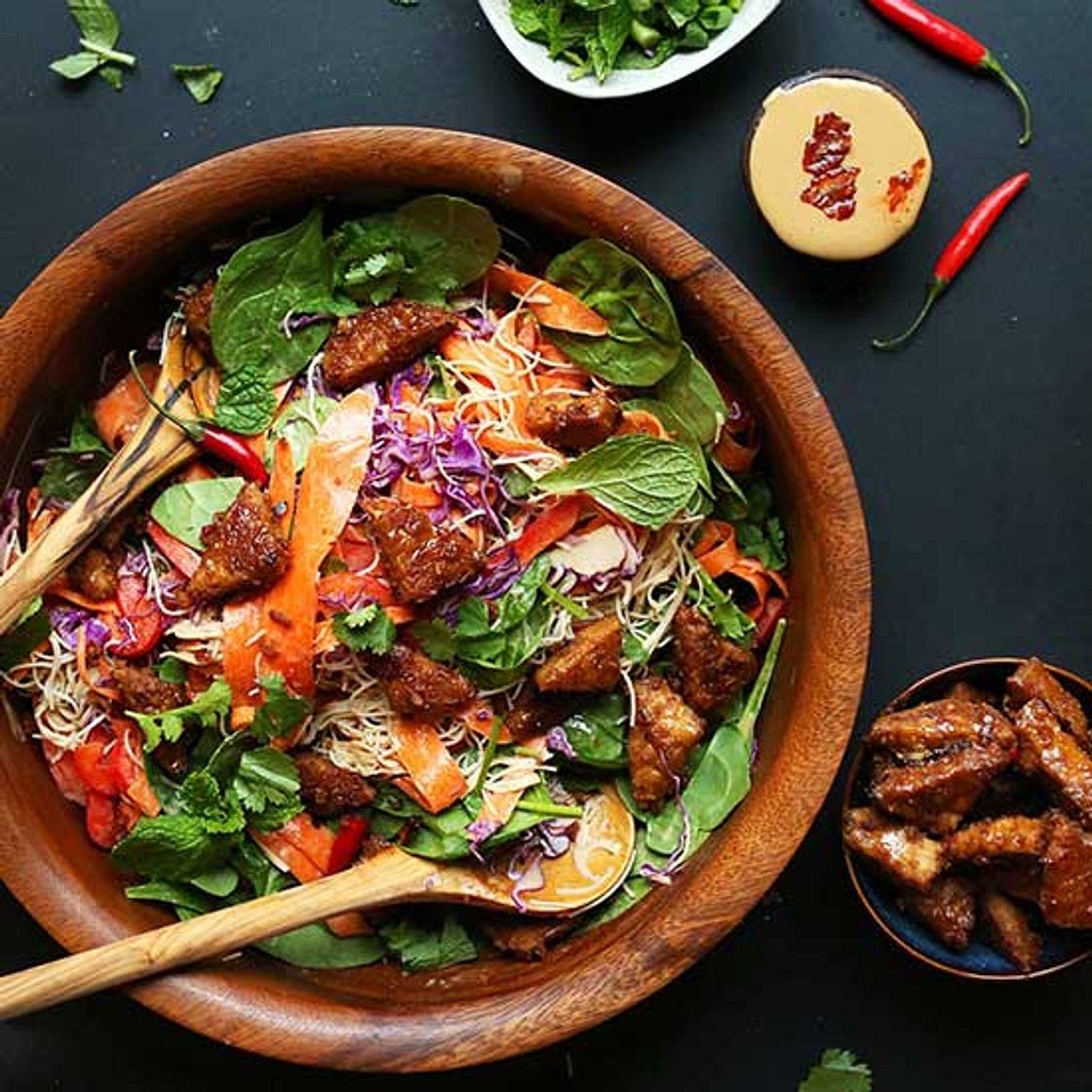 Blissed-Out Thai Salad with Peanut Tempeh