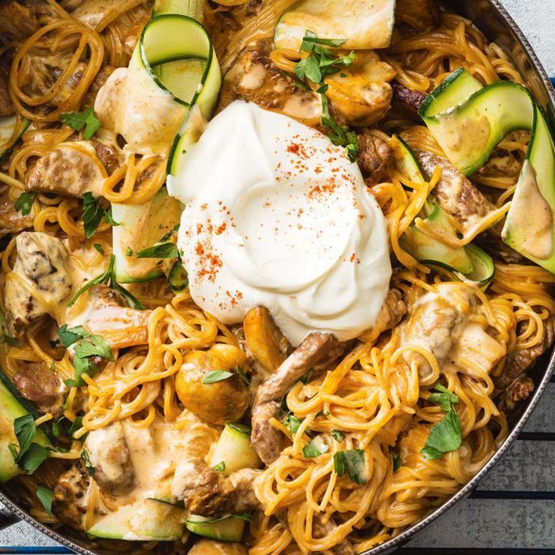 All-in-one-pan beef stroganoff