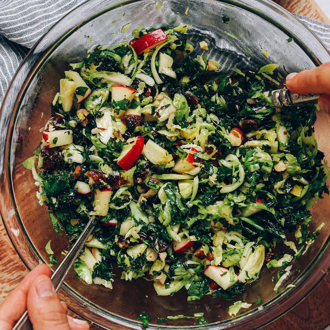 Shaved Brussels Sprout Salad with Apples and Dates