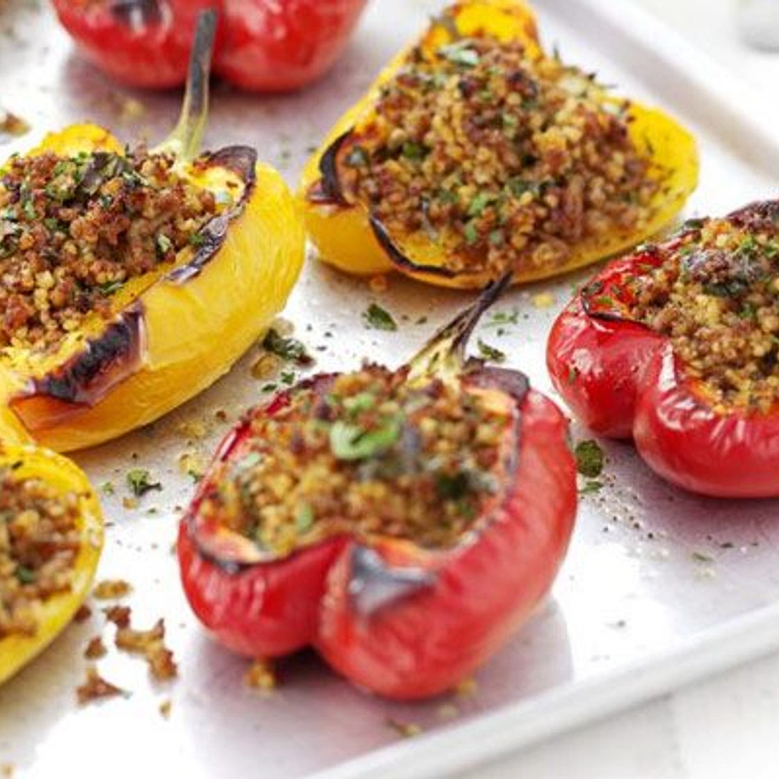 Pork & bulgur-stuffed peppers