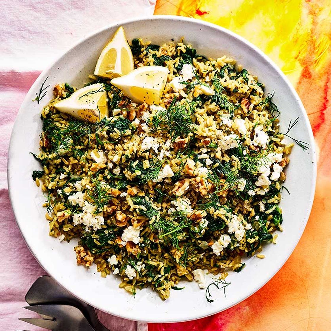 Lemon & spinach rice with feta