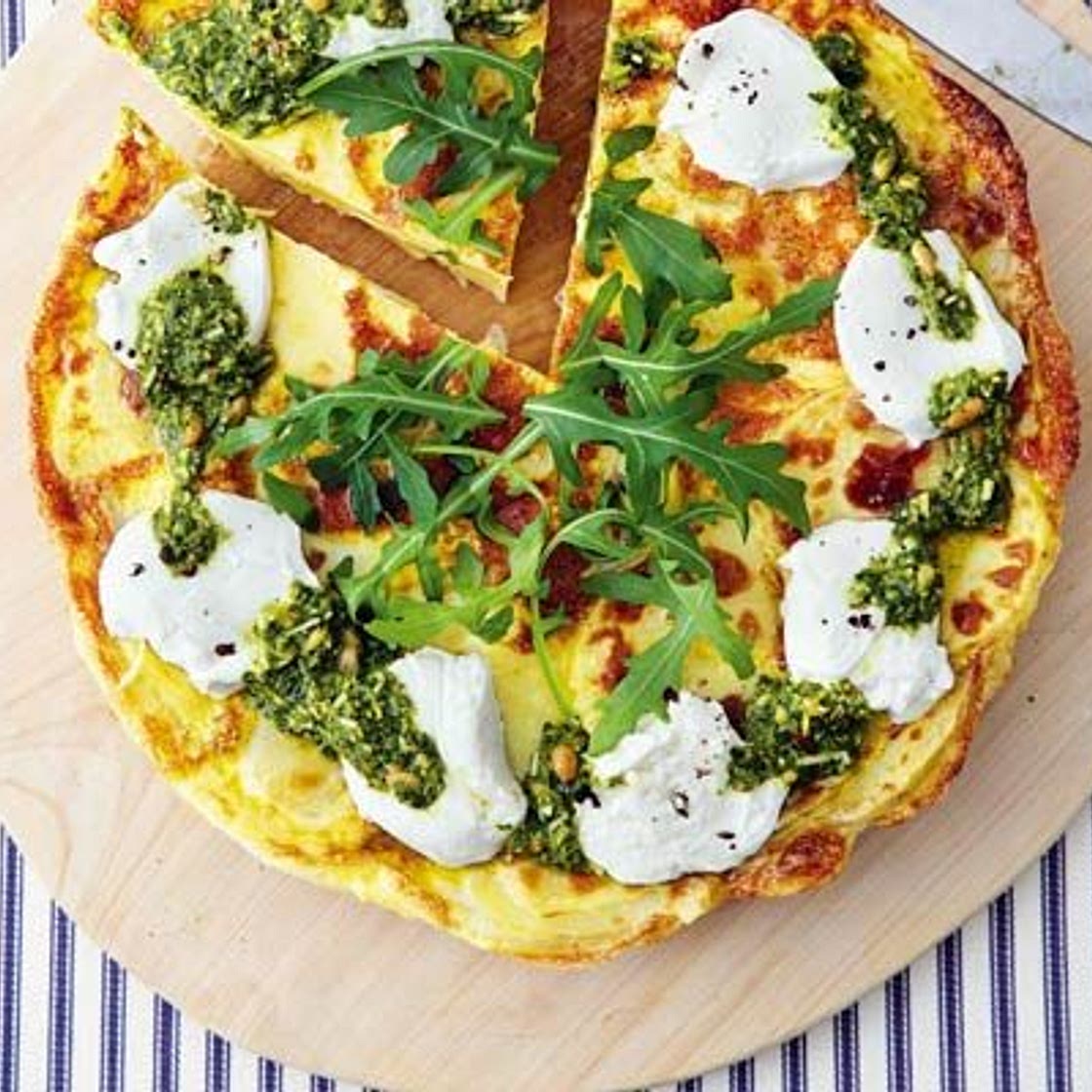 Potato frittata with pesto & goat’s cheese