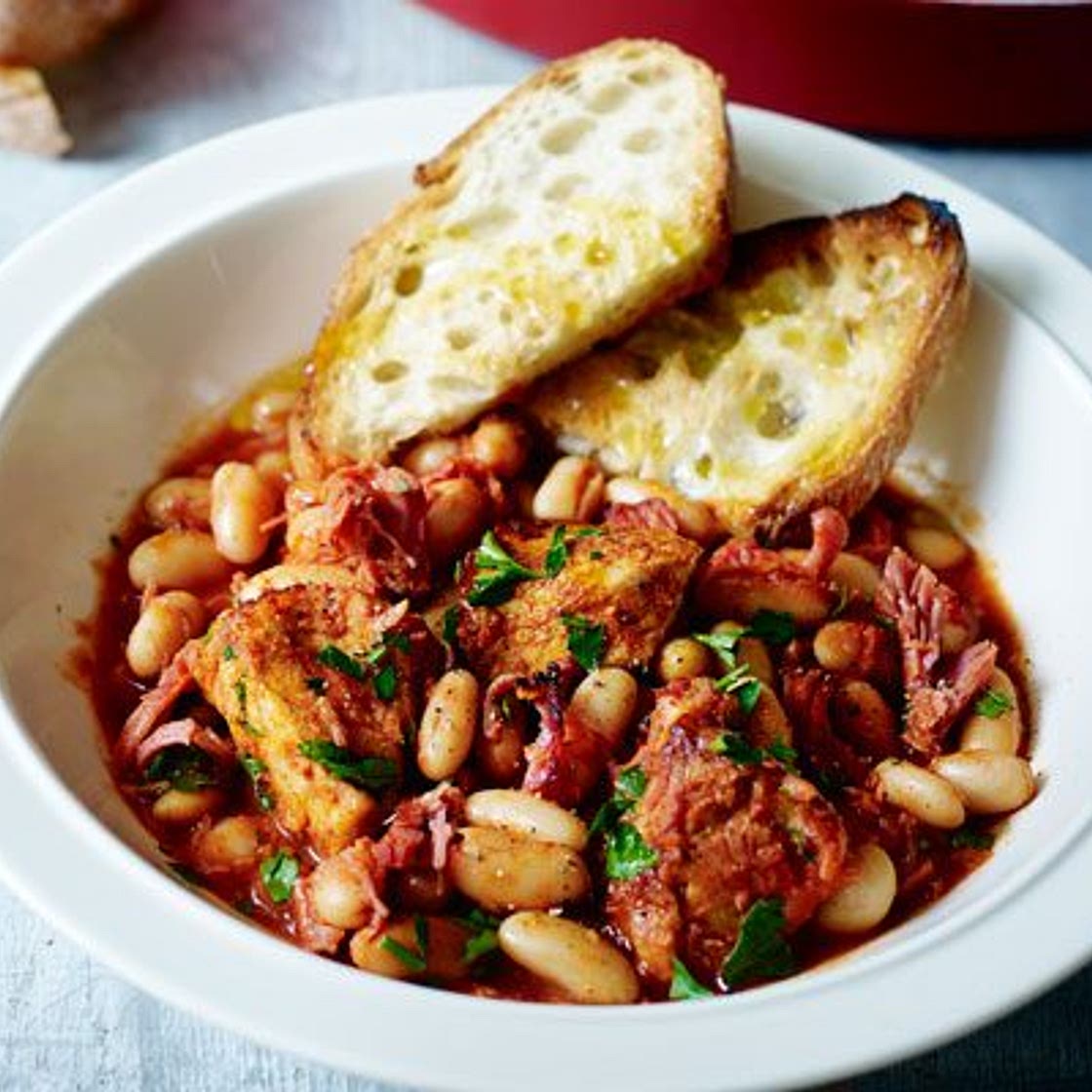 Smoky pork & Boston beans one-pot