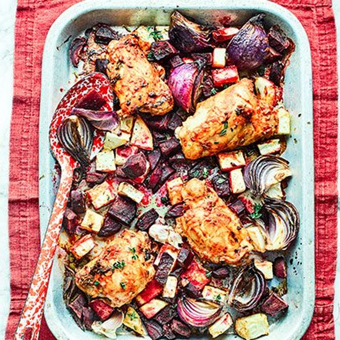 All-in–one chicken with wilted spinach